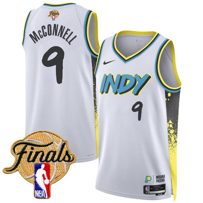 Men's Indiana Pacers #9 T.J. McConnell White 2024/25 Finals City Edition  Stitched Basketball Jersey